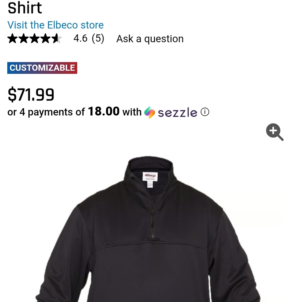 Elbeco Black Pullover Shirt
